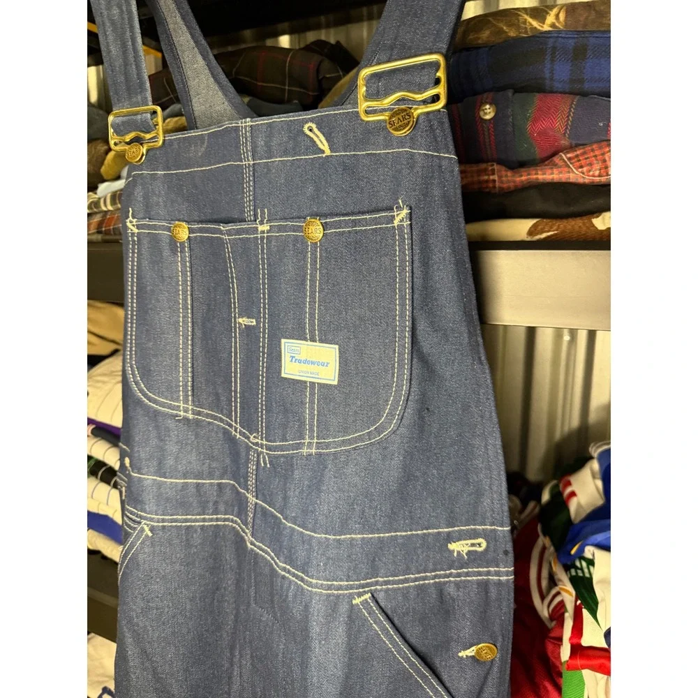 Vintage Sears Denim Overalls 34x30 Made‎ USA Workwear like new